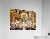 People attending a Requiem service in an ornate church. Acrylic Print