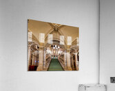Majestic staircase with green carpet in an ornate hall. Acrylic Print