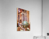 Historic library interior with globe books and rolling ladder. Acrylic Print