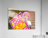 Lolita girl holds sign in Shibuya District of Tokyo during Afro  Acrylic Print