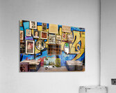 Flea market scene in Monastiraki Athens with colorful wall art Acrylic Print