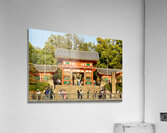 Kyoto Yasaka shrine temple with visitors and trees in background Acrylic Print