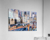 Osaka financial district at dusk with city lights and busy stree Acrylic Print