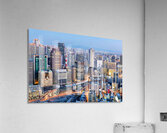 Osaka business district at dusk with city lights and buildings Acrylic Print