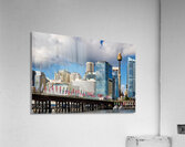 Sydney Harbour skyline with bridge and flags. Acrylic Print