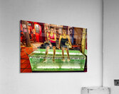 Smiling women enjoy fish foot spa. Acrylic Print