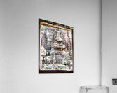 Ancient stone face carving framed in temple window. Acrylic Print