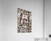 Ancient Khmer stone face Bayon temple. Acrylic Print