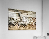 Ancient stone carvings of dancing Apsaras on a temple wall. Acrylic Print