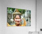 Smiling Cambodian dancer in traditional golden costume and crown Acrylic Print