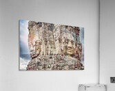 Ancient stone faces carved into Bayon Temple Cambodia. Acrylic Print