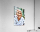 Smiling elderly Asian woman in white robe. Acrylic Print