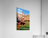 Monk walks through traditional Cambodian temple garden. Acrylic Print