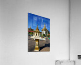 Golden shrine and temple buildings in Cambodia under blue sky. Acrylic Print