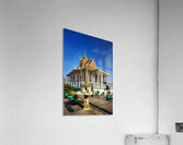 Majestic Cambodian temple under a blue sky with flying birds. Acrylic Print