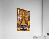 Golden Buddha statues and offerings in an ornate temple. Acrylic Print