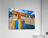 Colorful Bhutanese signpost directs to Thimphu and Trashigang. Acrylic Print