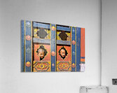 Young monks peeking from decorative colorful windows. Acrylic Print