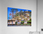 Druk Wangyal Chortens Bhutan with lush trees and blue sky. Acrylic Print
