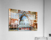 Old wall art and stone altar inside Saint Pierre le Jeune church Acrylic Print
