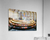 Visitors light votive candles near statue in Strasbourg Cathedra Acrylic Print