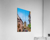 Tourists stroll through historic streets in Riquewihr Alsace Acrylic Print
