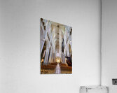 Chartres Cathedral inside with tall arches and wooden chairs Acrylic Print