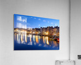 Harbour view of Honfleur at dusk with boats and buildings Acrylic Print
