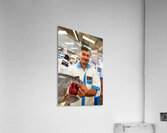 Smiling fishmongers hold fresh fish at market in Dubai UAE Acrylic Print