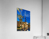 Burj Khalifa stands tall at night with light reflections in Duba Acrylic Print