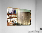 Indoor waterfall with diver sculptures in a mall in Dubai UAE Acrylic Print