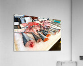 Fresh fish and seafood displayed on ice in Dubai market Acrylic Print