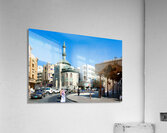 Middle Eastern street scene with mosque and market in Dubai UAE Acrylic Print