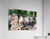 Ancient Jewish cemetery with weathered gravestones and trees. Acrylic Print
