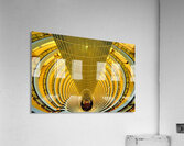 Golden hotel atrium with glass elevator in Shanghai China Acrylic Print