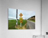 Penguin crossing sign alerts wildlife in Oamaru NZ Acrylic Print