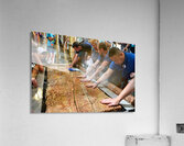 Visitors touch the stone of unction in the Holy Sepulchre Acrylic Print