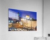 Sunset view of Dome of the Rock and Wailing Wall in Jerusalem Acrylic Print