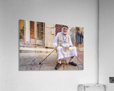 Old man sits in the old city of Jerusalem asking for help Acrylic Print