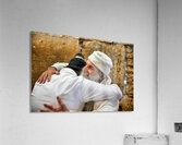 Men embrace each other at the Wailing Wall in Jerusalem Acrylic Print