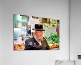 Elderly man in Mahane Yehuda Market in Jerusalem during a busy d Acrylic Print