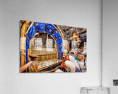 Visiting grotto of nativity in Bethlehem Jerusalem during the d Acrylic Print