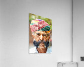 Senior man in colorful turban in Deshnok Rajasthan India Acrylic Print