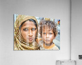 Mother and son standing together in Mandawa Rajasthan Acrylic Print