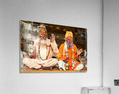 Sadhus sitting in Jaisalmer Rajasthan during a sunny day Acrylic Print