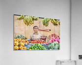 Fruits and vegetables stall in Jaisalmer with vendor at work Acrylic Print