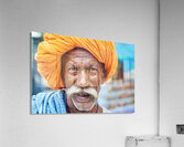 Old man in Bundi Rajasthan showing traditional culture and attir Acrylic Print