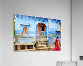Walking along the blue streets of Jodhpur in Rajasthan India Acrylic Print