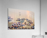 Sunrise at Ganges River in Varanasi with boats and activities Acrylic Print