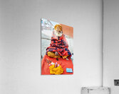 Holy man sadhu sits with offerings in Varanasi Uttar Pradesh Acrylic Print